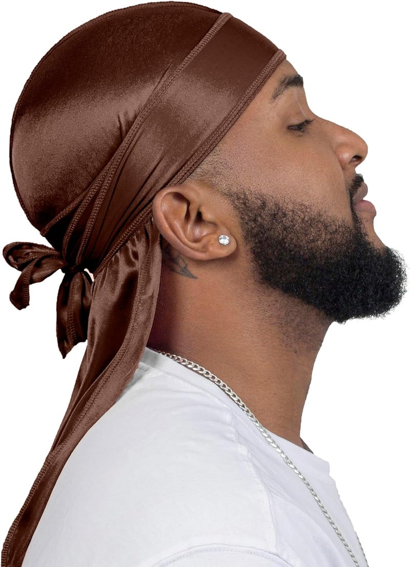 ForceWave 4PCS Silky Durags for Men Women 360 Waves with 1 Wave Cap, Silky Satin Durag Extra Long Tails - Image 5